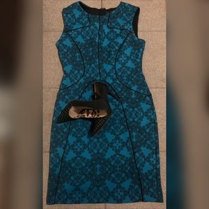 WORTHINGTON Teal and Black dress